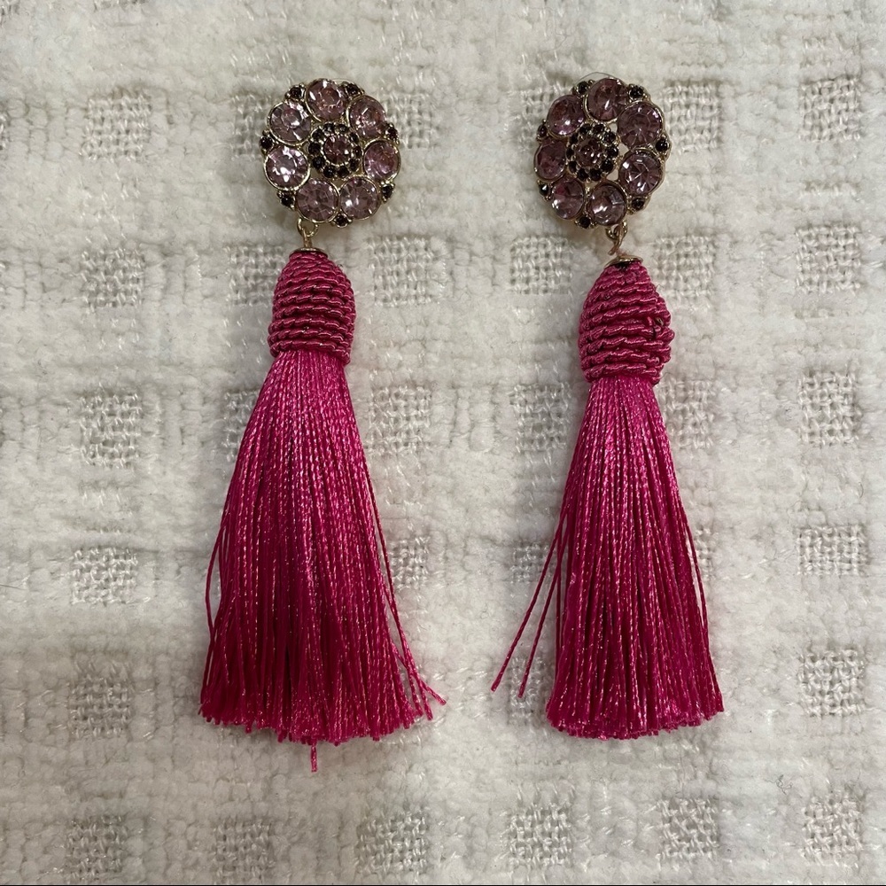Express - Hot Pink Fringe Earrings - NWOT ✨